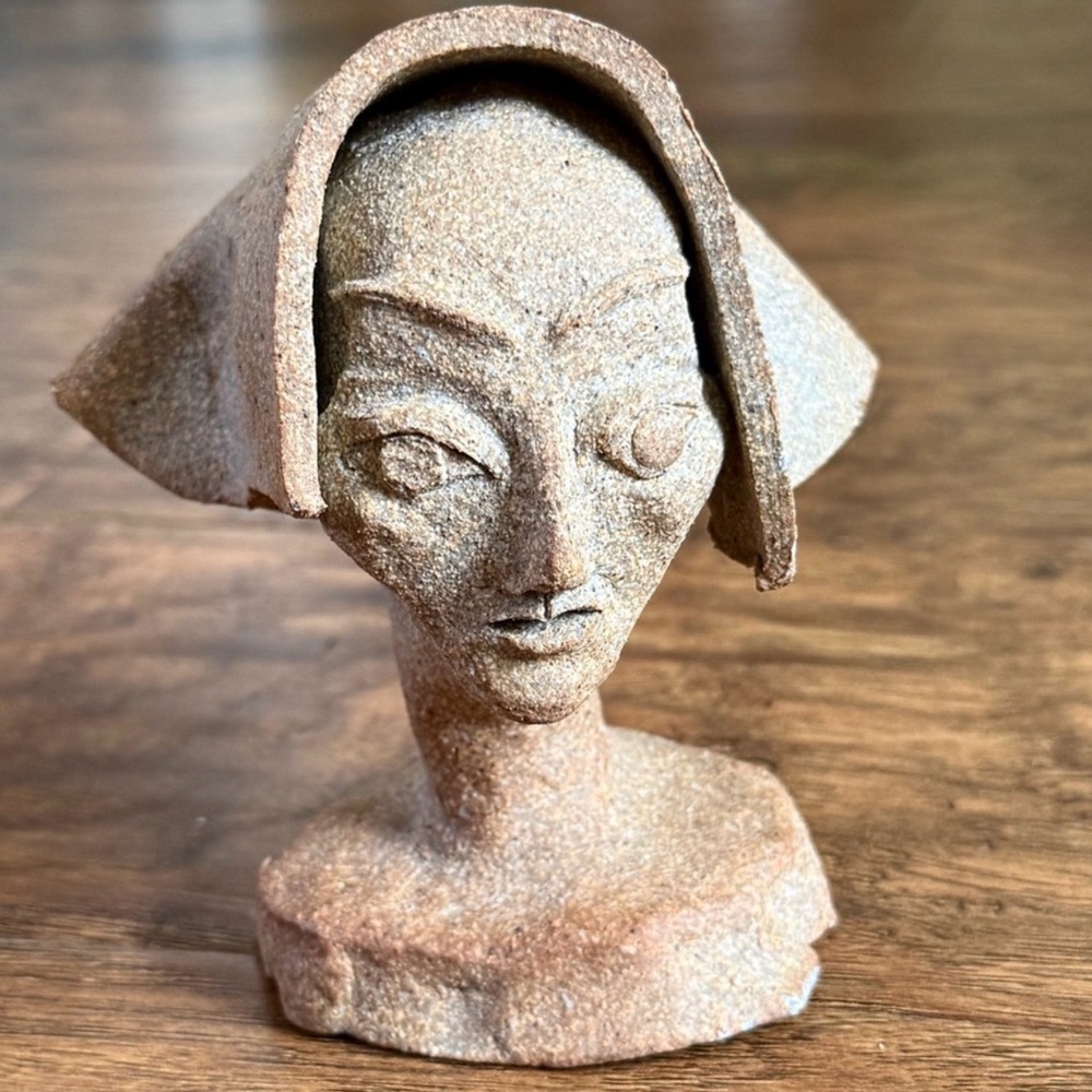 Vintage Brown Stone Bust Sculpture